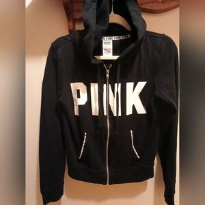 PINK Victoria's Secret Black Hoodie with White Logo